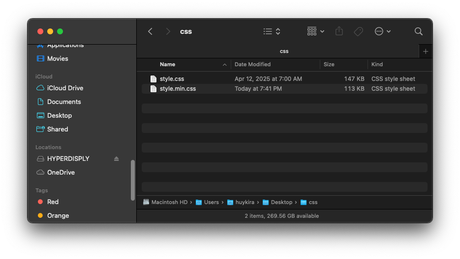 trước và sau khi nén và làm đẹp css online