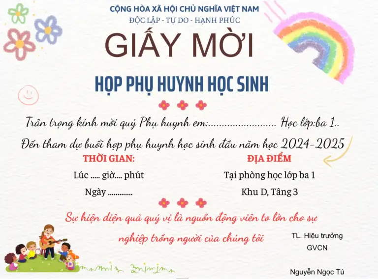 Giấy mời họp phụ huynh