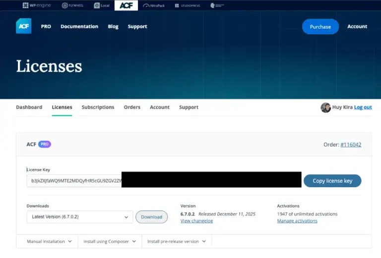 Key bản quyền ACF Pro