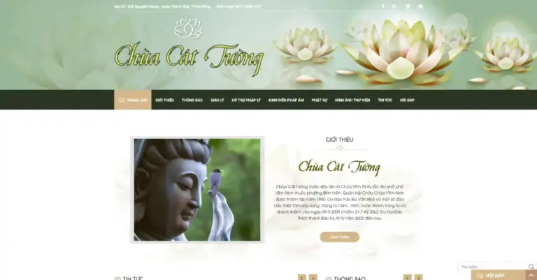 Share mẫu website nhà Chùa