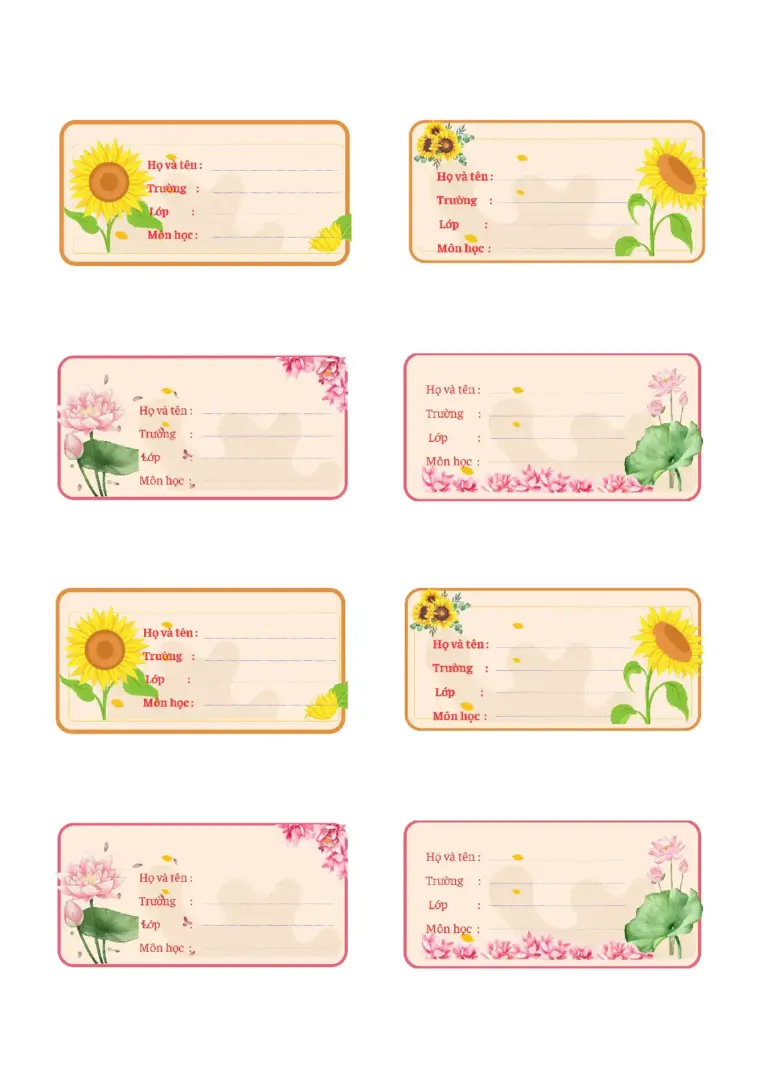 Mẫu nhãn vở đẹp