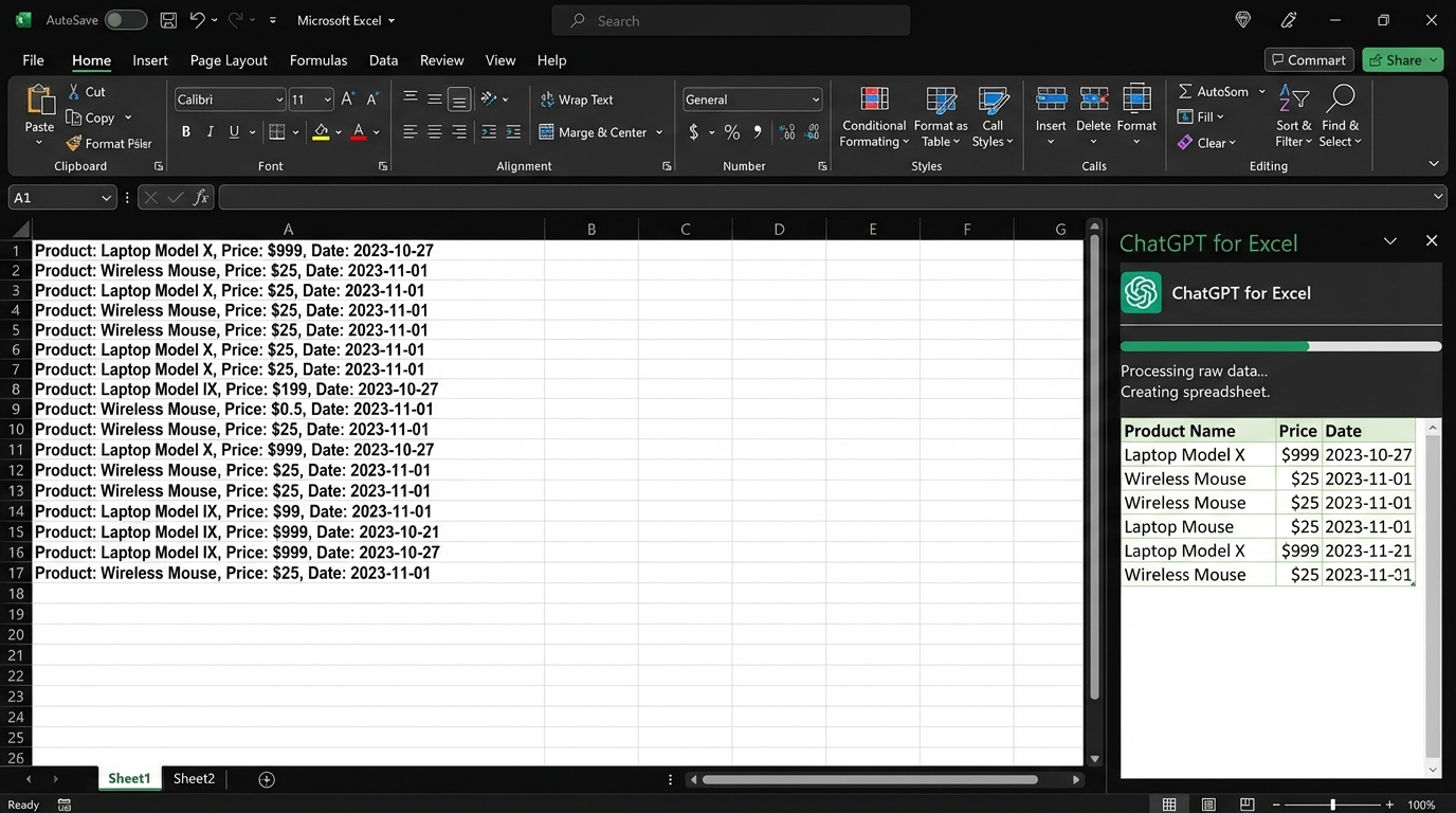 Sử dụng ChatGPT cho Excel để tự động hóa các bước nhập liệu và tính toán - AI phân tích dữ liệu: Tuyệt chiêu xử lý Excel thần tốc