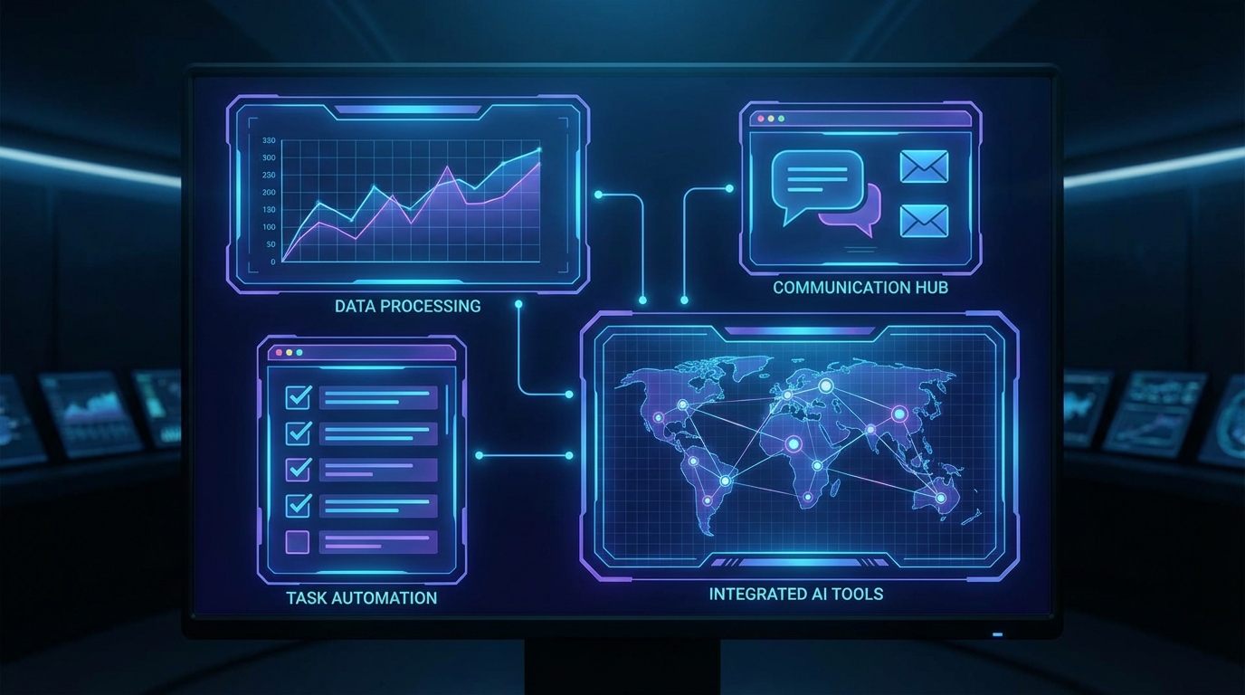 Sự kết hợp giữa các trợ lý ảo doanh nghiệp tạo nên một hệ thống quản lý công việc bằng AI hoàn hảo. - AI tăng năng suất: 10 trợ lý ảo quản lý công việc cực đỉnh