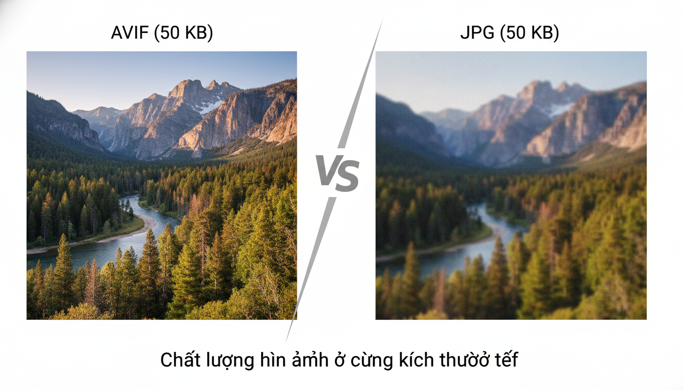 So sánh trực quan chất lượng ảnh AVIF và JPG ở cùng dung lượng. - AVIF sang JPG / PNG
