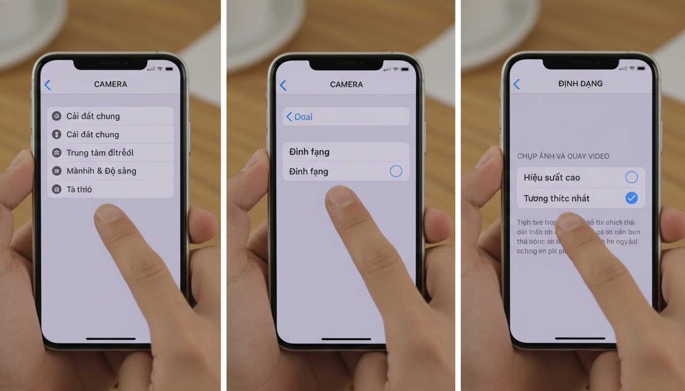 Thay đổi cài đặt chụp ảnh trên iPhone sang JPG. - HEIC sang JPG / PNG