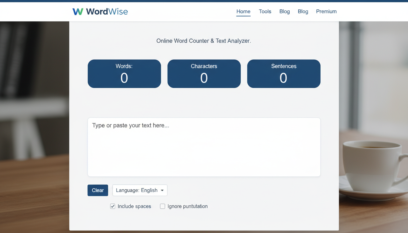 ví dụ giao diện người dùng của công cụ - Đếm số từ