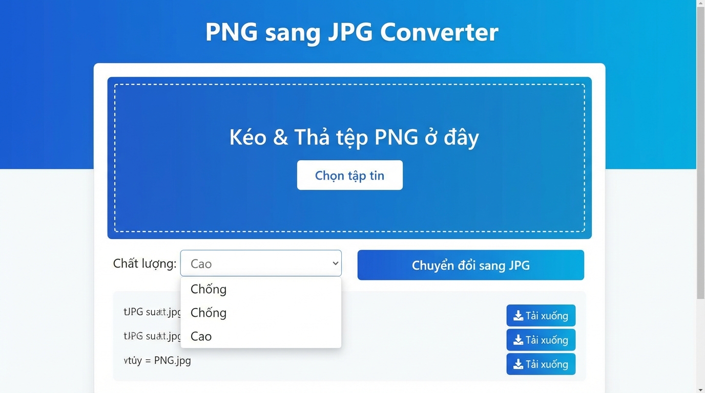Giao diện trực quan, dễ sử dụng của công cụ chuyển đổi PNG sang JPG KiraApp - Công cụ Đổi PNG sang JPG
