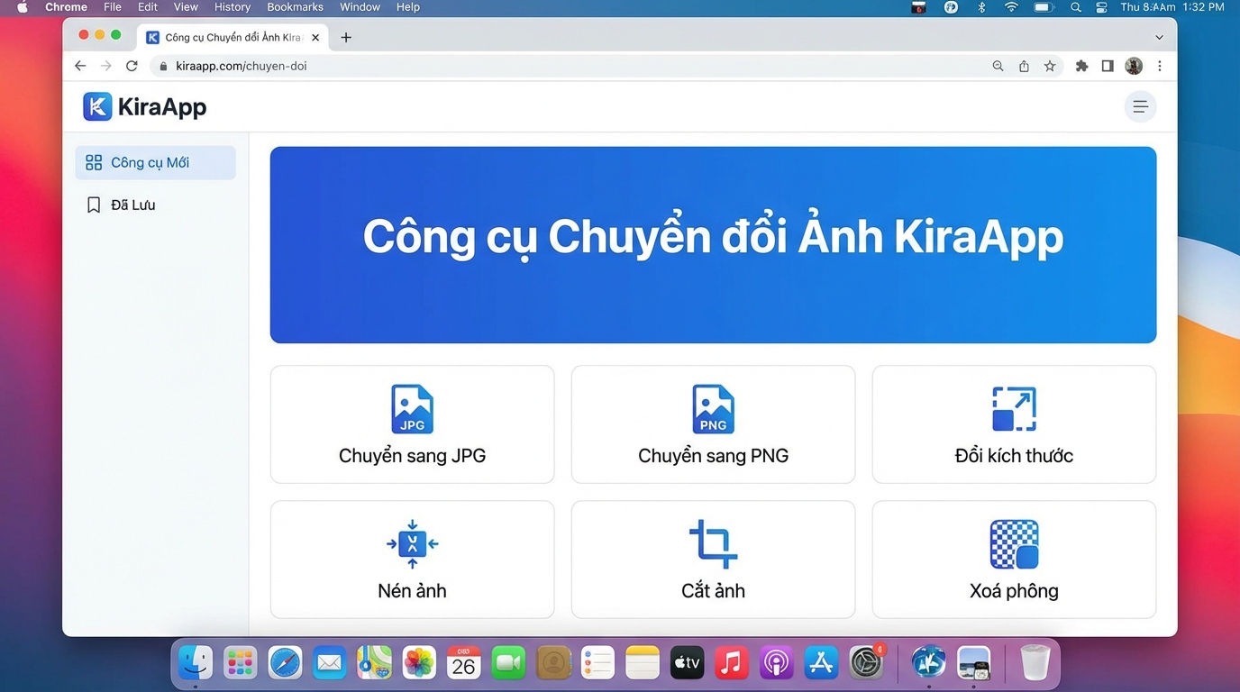 Các công cụ chuyển đổi ảnh đa dạng của KiraApp - Công cụ Đổi WEBP sang PNG