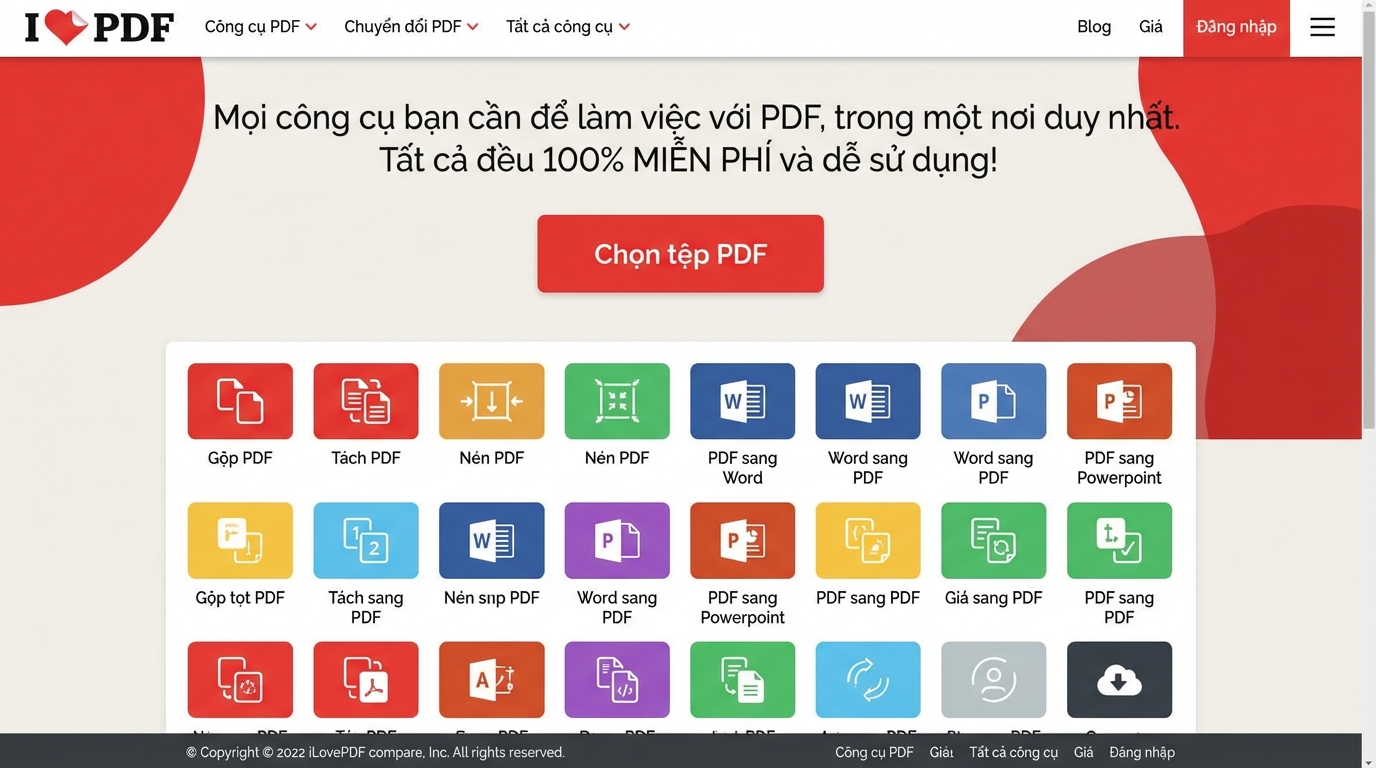 iLovePDF là một công cụ ghép ảnh thành PDF online phổ biến - Ghép ảnh thành pdf