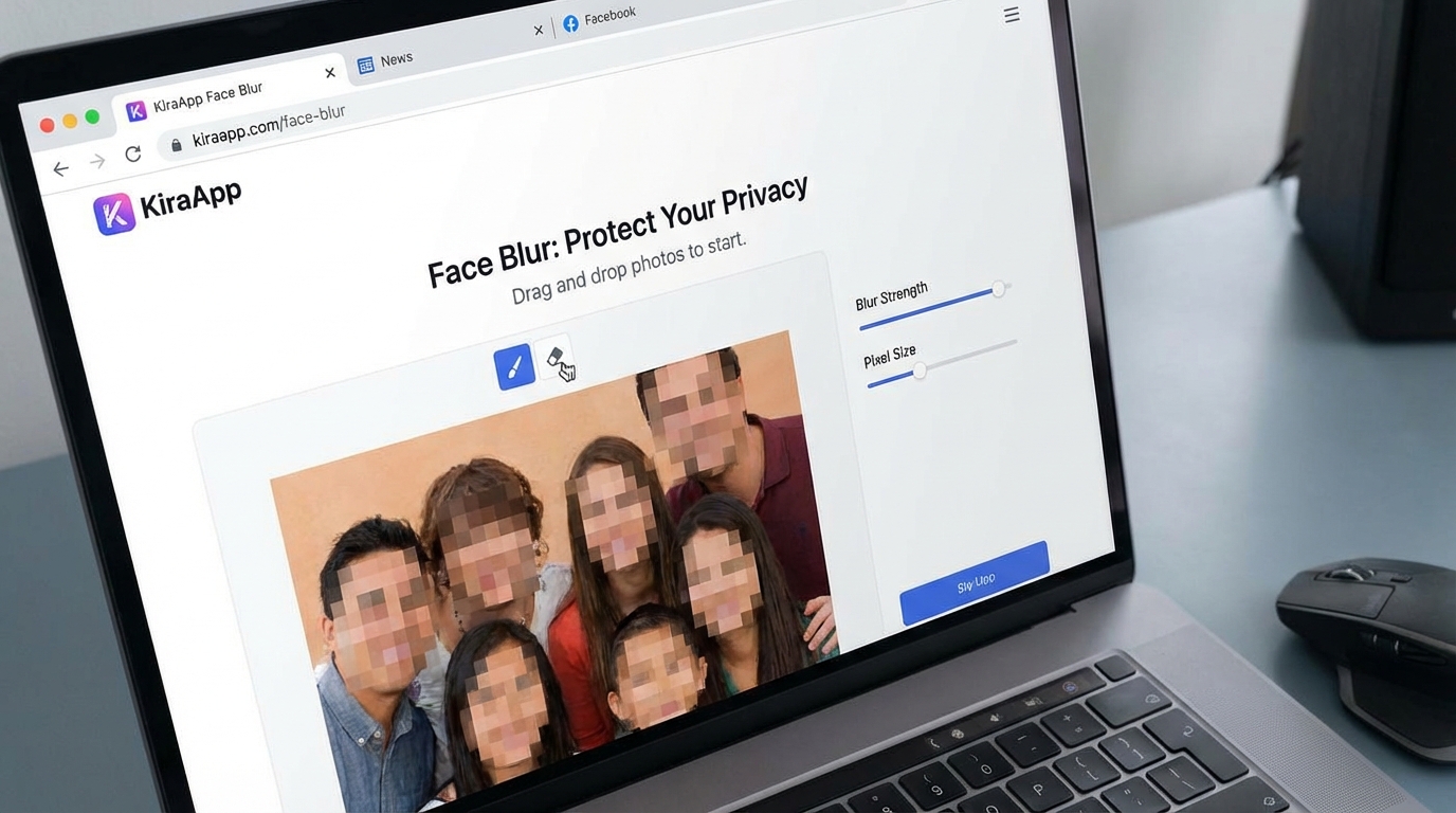 Công cụ làm mờ khuôn mặt trực tuyến của KiraApp. - Công cụ Làm mờ khuôn mặt