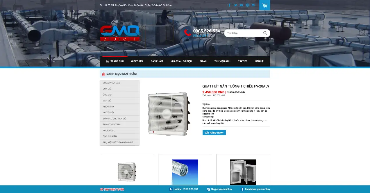 Mẫu website cơ điện miễn phí