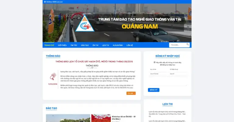 Mẫu web trung tâm đào tạo lái xe