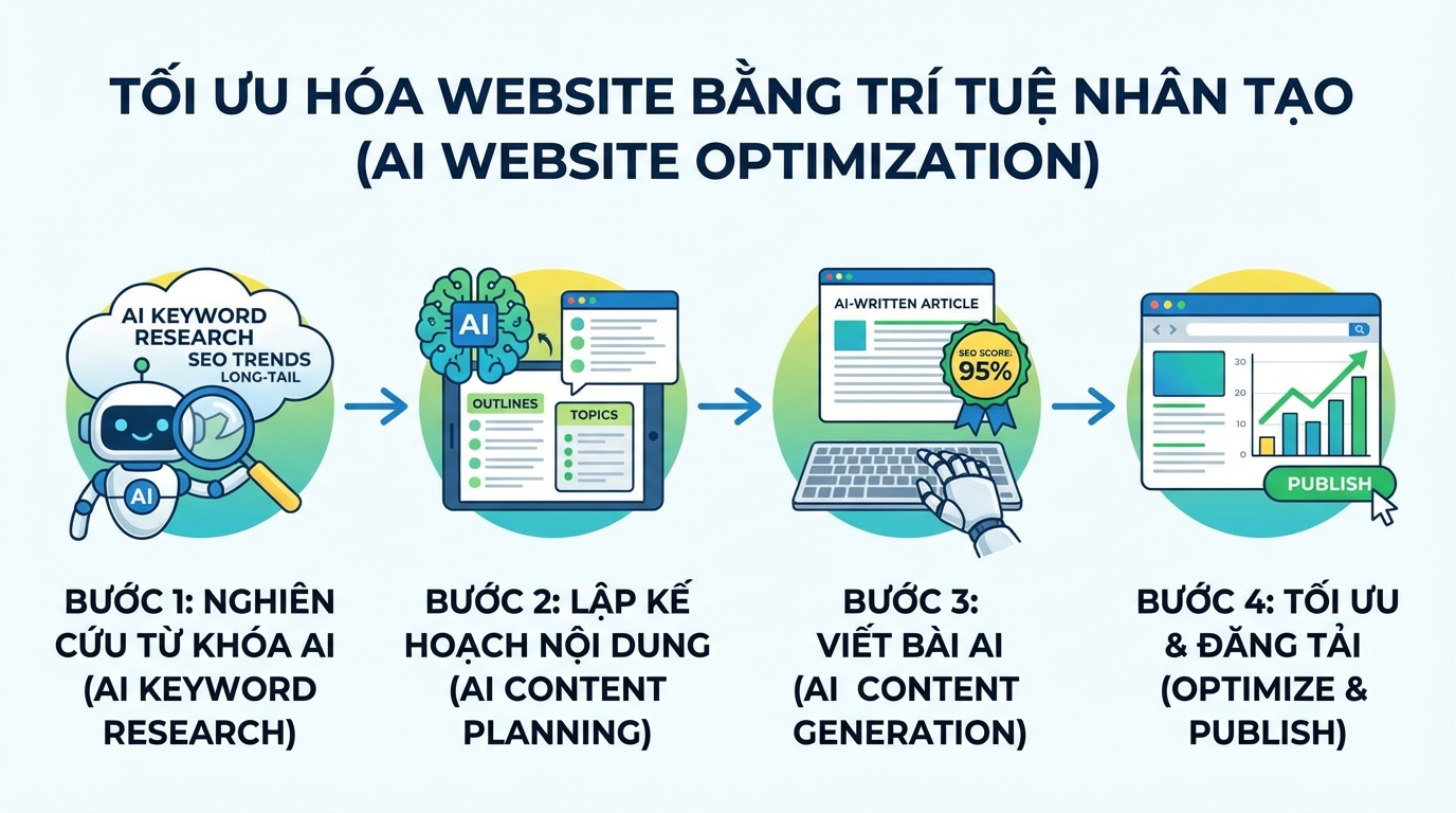 Quy trình tối ưu hóa website chuẩn SEO bằng AI - SEO WordPress với AI: Bí quyết bứt phá traffic cực mạnh