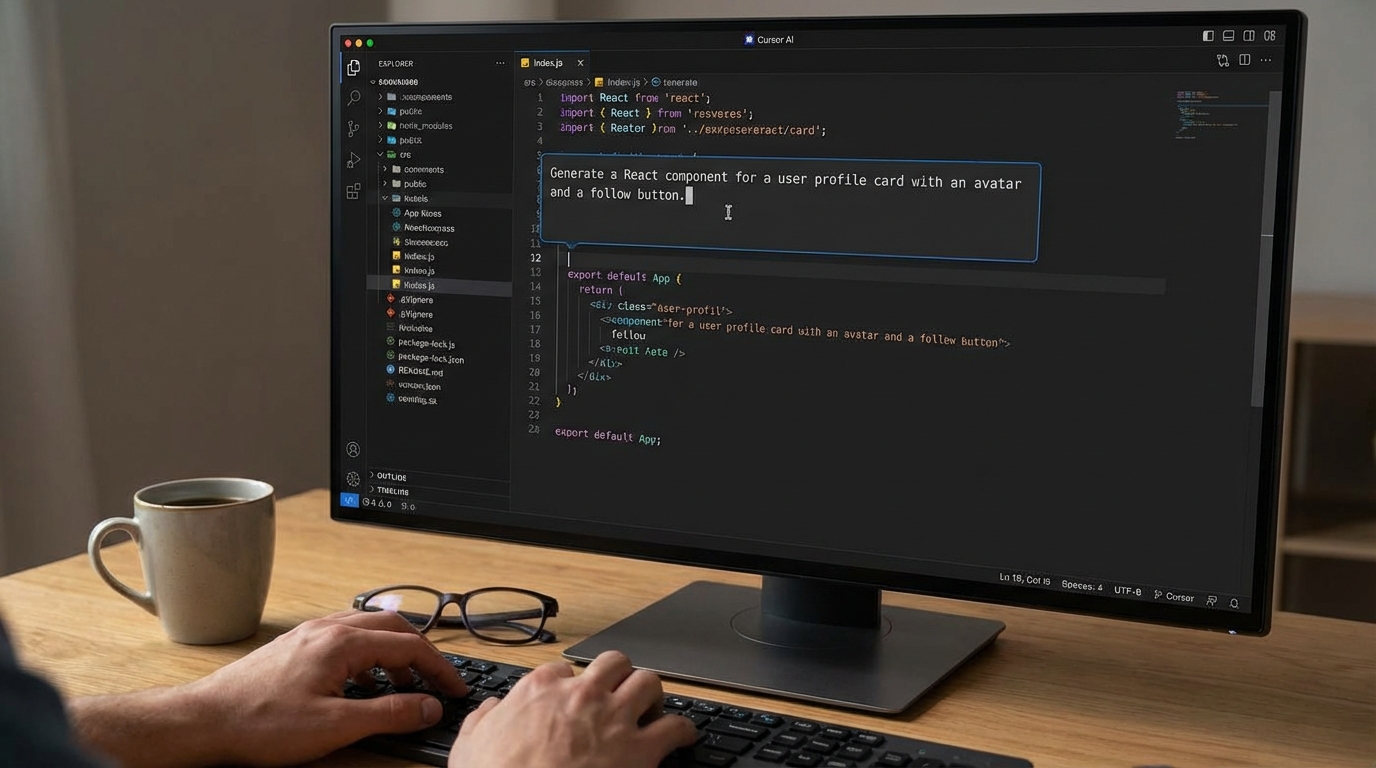 Giao diện Cursor AI editor hỗ trợ lập trình viên qua ngôn ngữ tự nhiên - So sánh Cursor vs Windsurf: Cuộc chiến khốc liệt vì AI