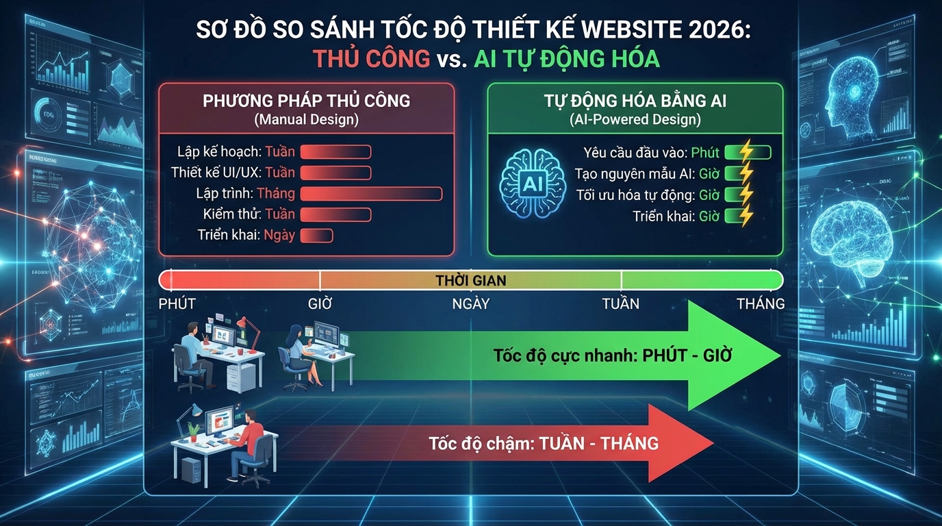 Hiệu suất thiết kế website tự động vượt trội so với cách làm cũ - Theme wordpress ai 2026: Top 10 giao diện bùng nổ cực đỉnh