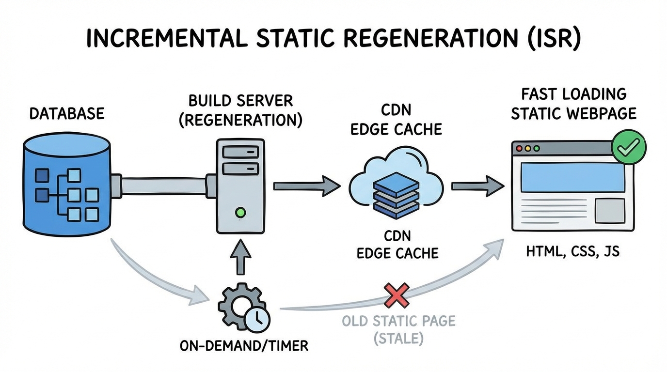 Mô hình hoạt động của kỹ thuật ISR giúp tối ưu tốc độ wordpress theme - Tối ưu tốc độ wordpress theme: Bí kíp bứt phá cực hạn