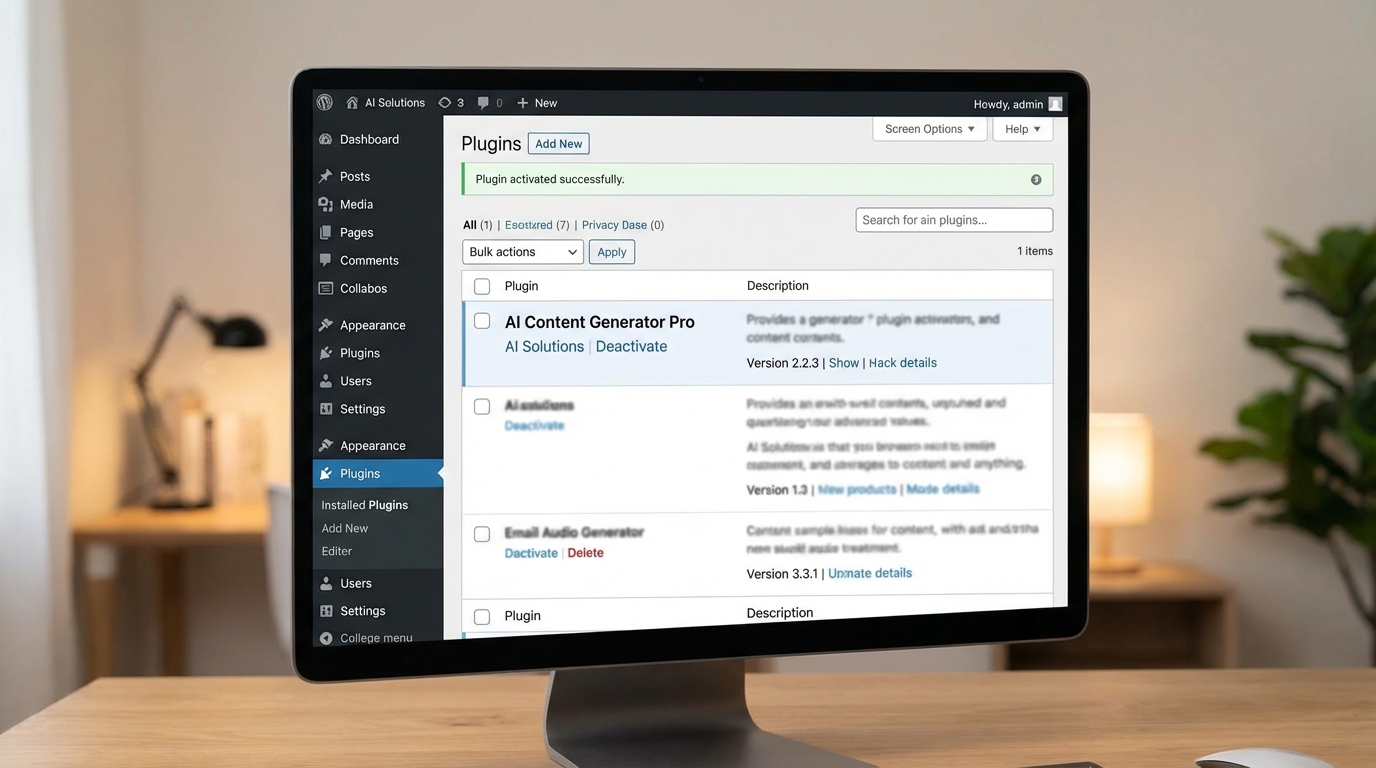 Giao diện quản trị WordPress sau khi cài đặt plugin được tạo bởi AI - Viết plugin WordPress với AI: Hướng dẫn siêu tốc cực đỉnh
