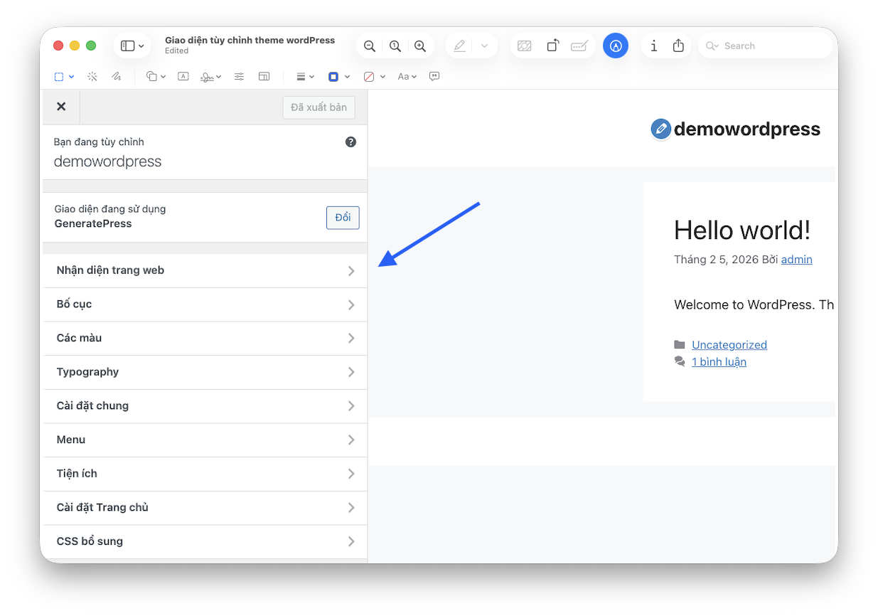 Thiết lập nhận dạng Site (Site Identity) – tạo dấu ấn thương hiệu