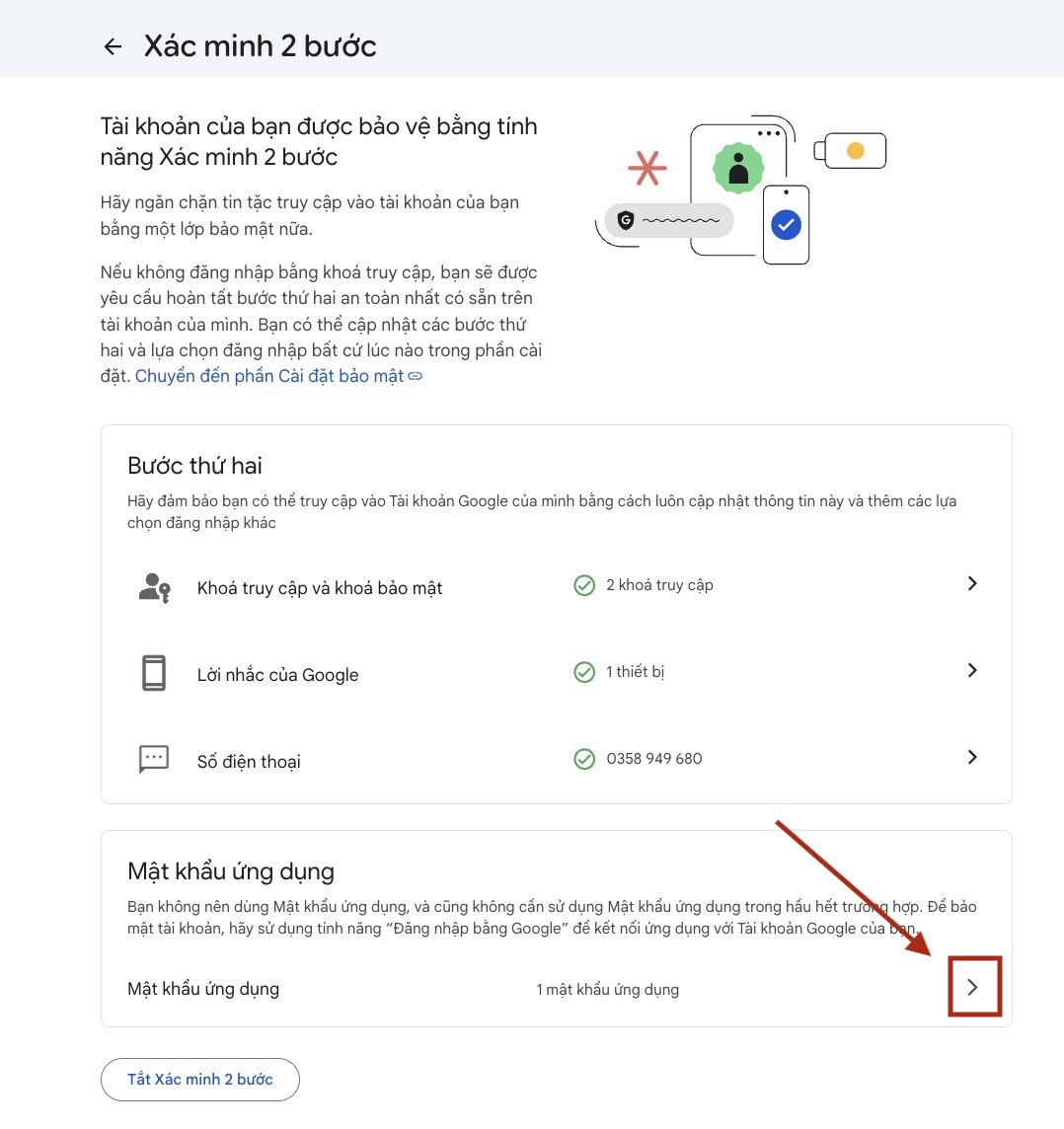 Mật khẩu ứng dụng google
