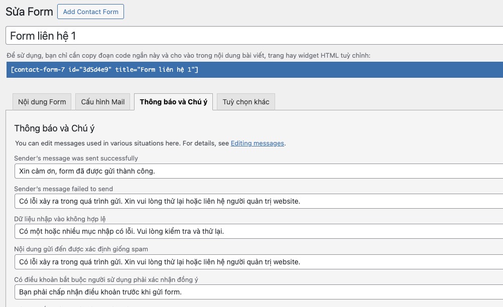 Thông báo (Messages Tab)