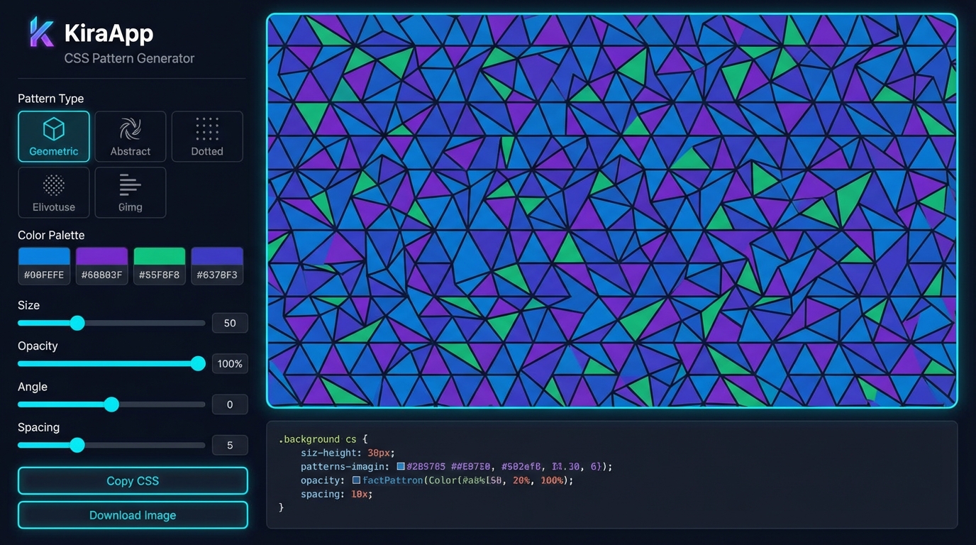Giao diện công cụ tạo CSS background patterns của KiraApp - Công cụ CSS Background Patterns
