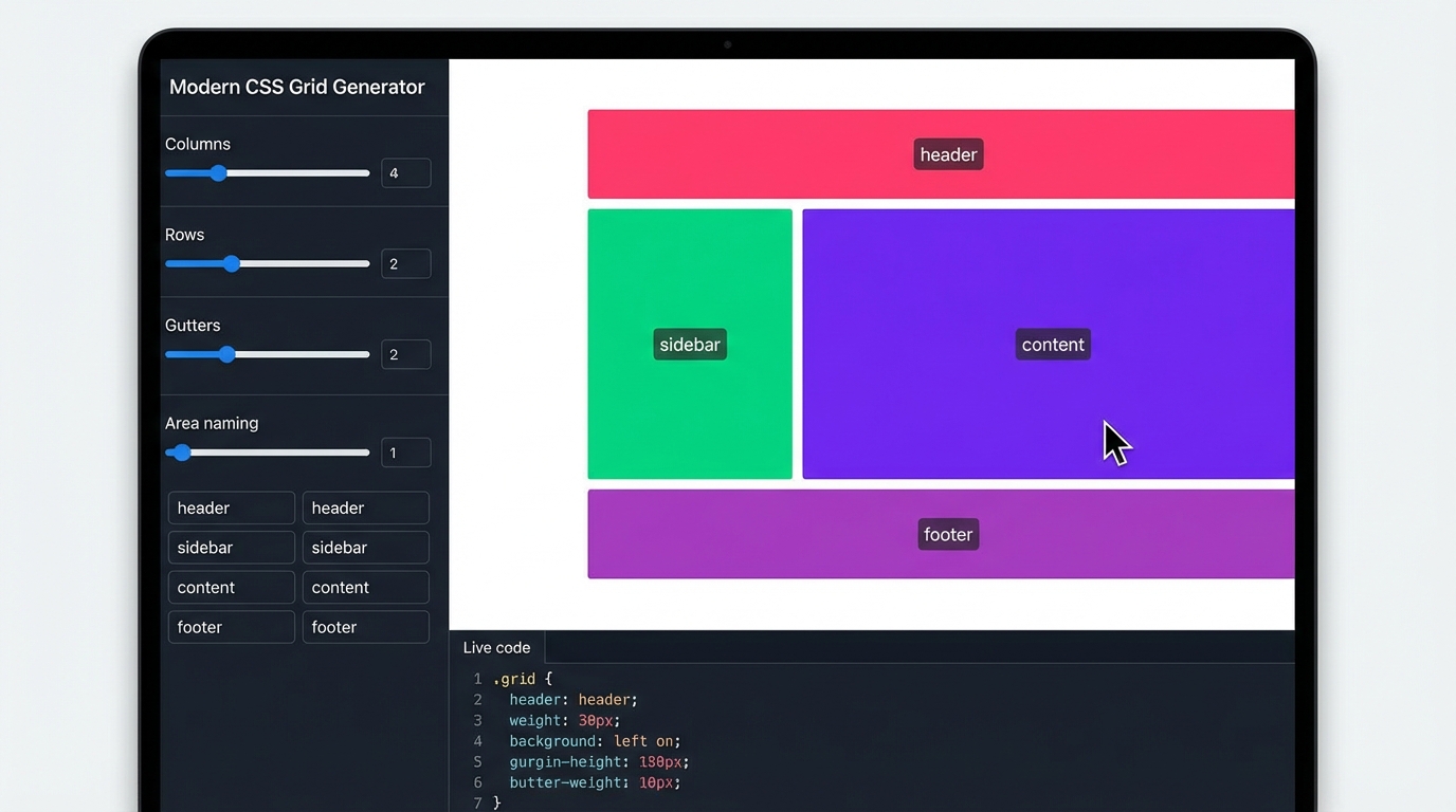 Giao diện trực quan của CSS Grid Generator - Công cụ CSS grid generator