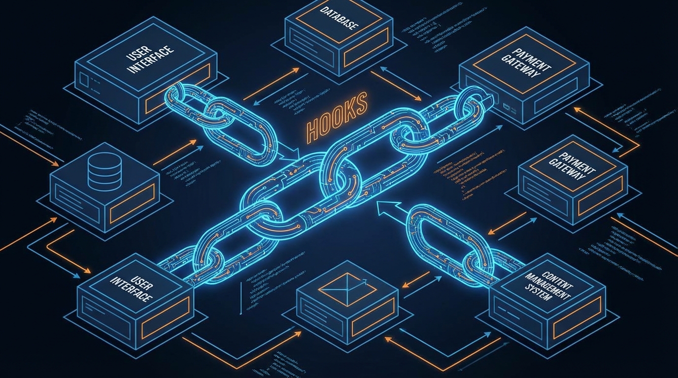Mô phỏng cơ chế kết nối của WordPress Hooks trong kiến trúc phần mềm - Hiểu rõ WordPress Hooks: Action & Filter chuyên sâu
