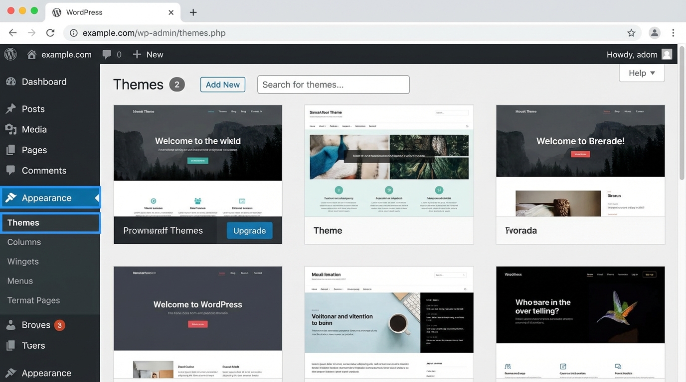 Truy cập mục Giao diện trong bảng quản trị WordPress - Hướng dẫn cài đặt theme WordPress