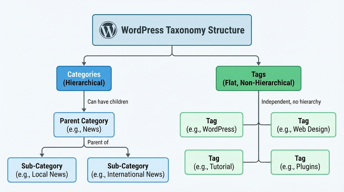 Cấu trúc phân cấp Taxonomy trong hệ thống WordPress - Hướng dẫn get category trong wordpress từ a đến z