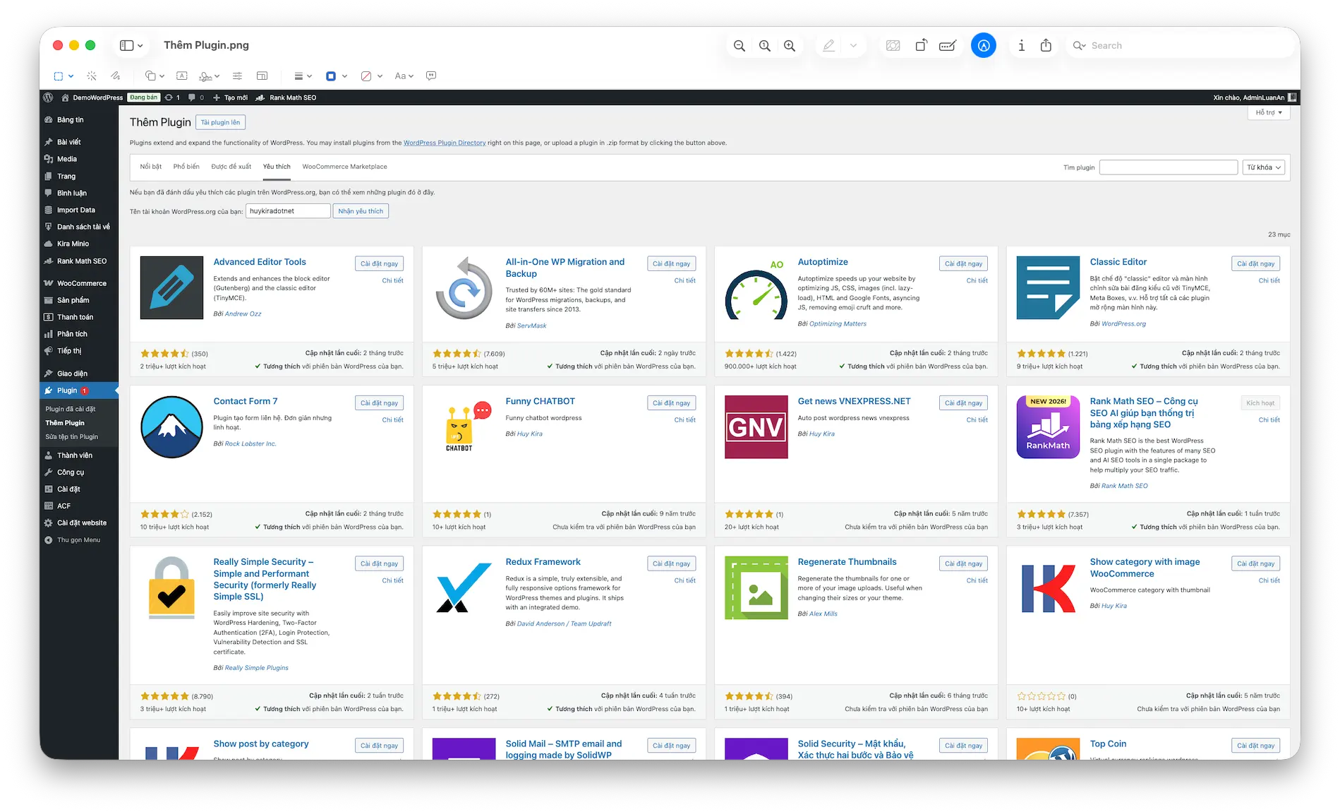 Cài plugin trực tiếp từ trang quản trị WordPress