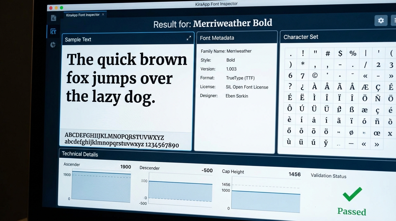 Kết quả kiểm tra font chữ chi tiết - Công cụ Kiểm tra font chữ