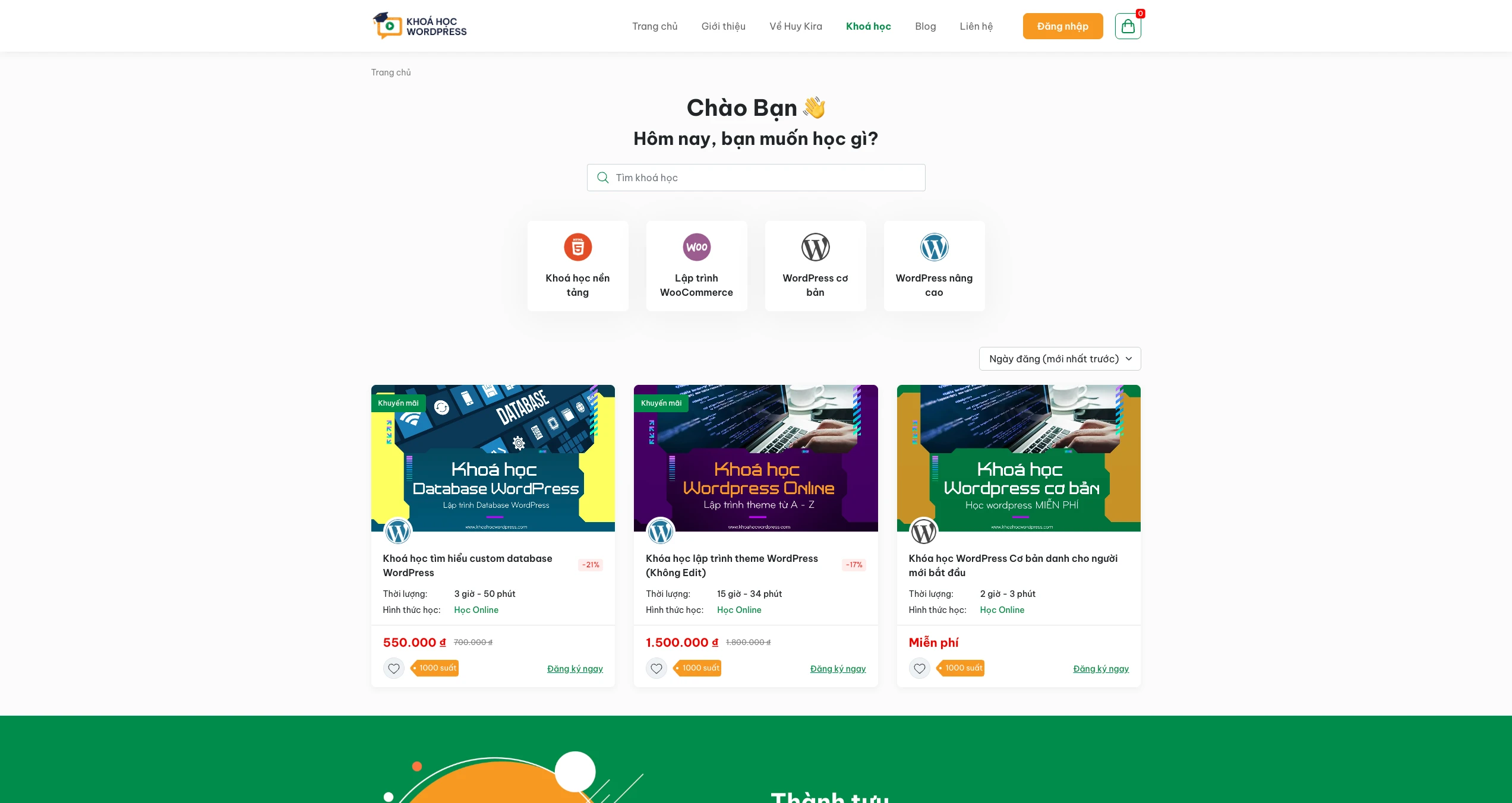 Mẫu Website khóa học Online
