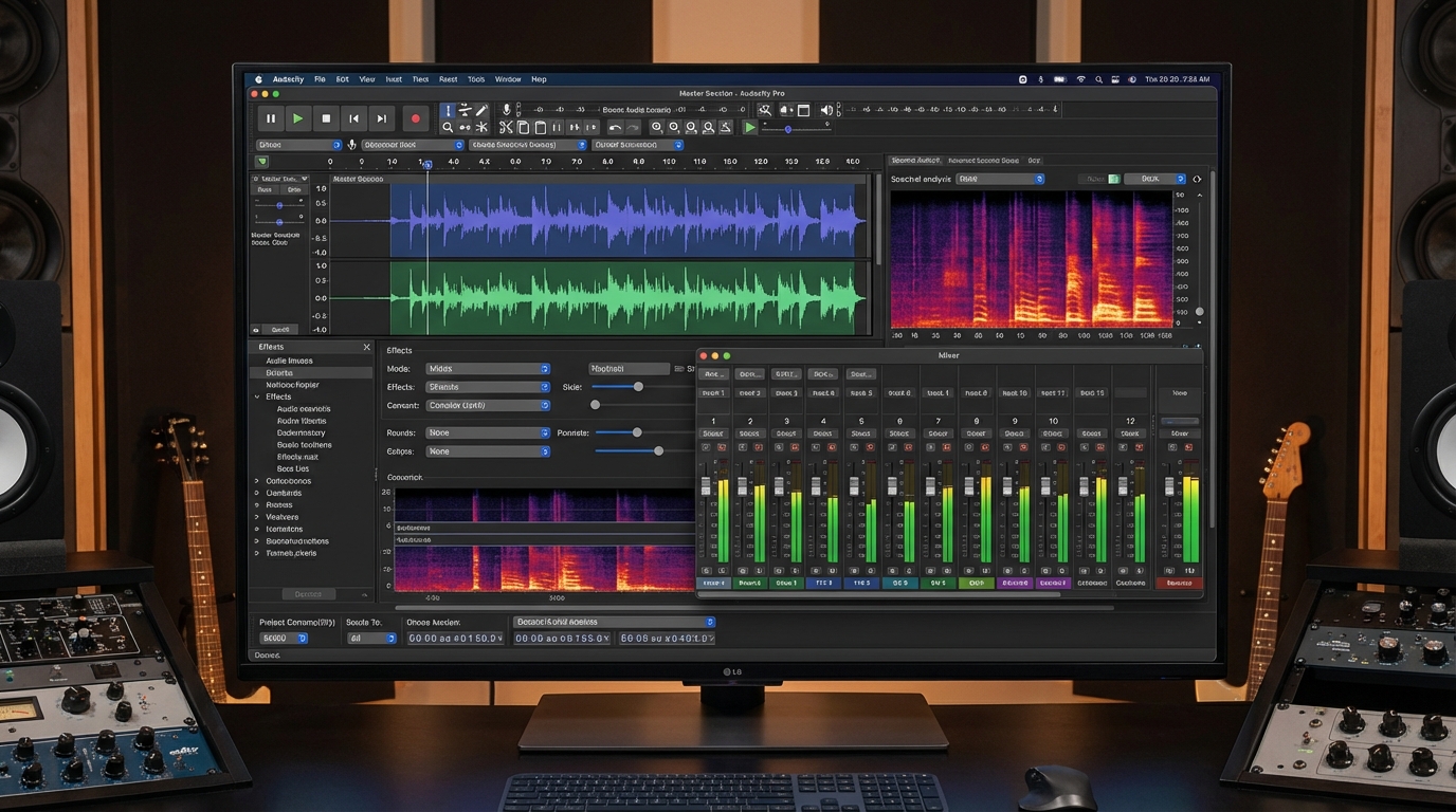 Giao diện chỉnh sửa âm thanh chuyên nghiệp của Audacity - Công cụ chuyển Video sang mp3