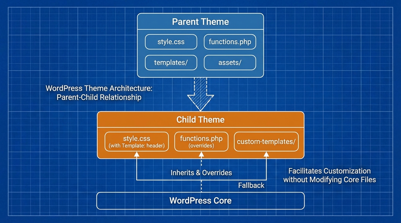 Mô hình kế thừa giữa theme cha và child theme trong WordPress - Sử dụng child theme trong WordPress